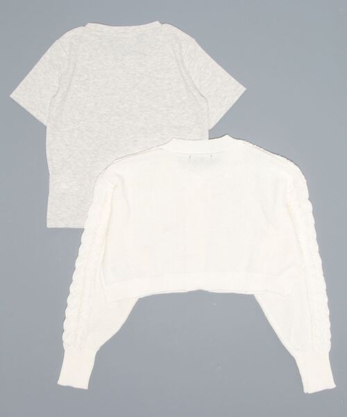 LOVETOXIC(ラブトキシック)の「短丈カーディガンインナーSET(ニット/セーター・キッズ・トップグレー/アイボリー/ピンク・M/S/L)」の4枚目の写真