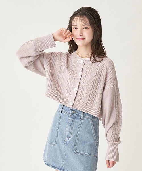 LOVETOXIC(ラブトキシック)の「短丈カーディガンインナーSET(ニット/セーター・キッズ・トップグレー/アイボリー/ピンク・M/S/L)」の3枚目の写真