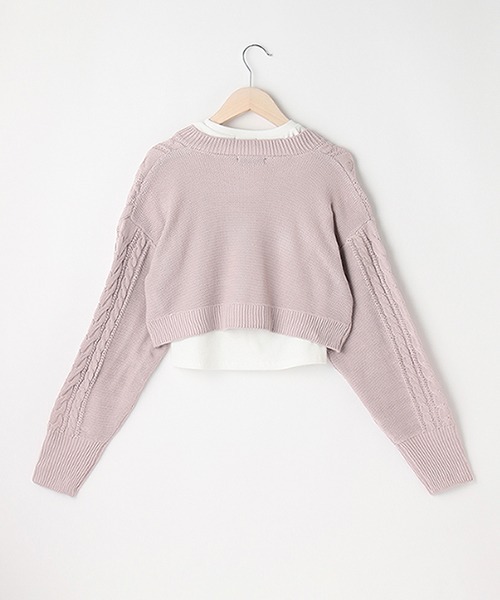 LOVETOXIC(ラブトキシック)の「短丈カーディガンインナーSET(ニット/セーター・キッズ・トップグレー/アイボリー/ピンク・M/S/L)」の5枚目の写真