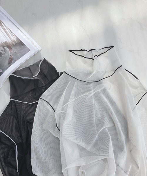 AS KNOW AS plus（アズノゥアズプラス）の「○アソート ネットシアープルオーバー（Tシャツ/カットソー・レディース・ピンク系その他/ホワイト×ブラック/ブラック×ホワイト/グレー系その他・FREE）」の2枚目の写真