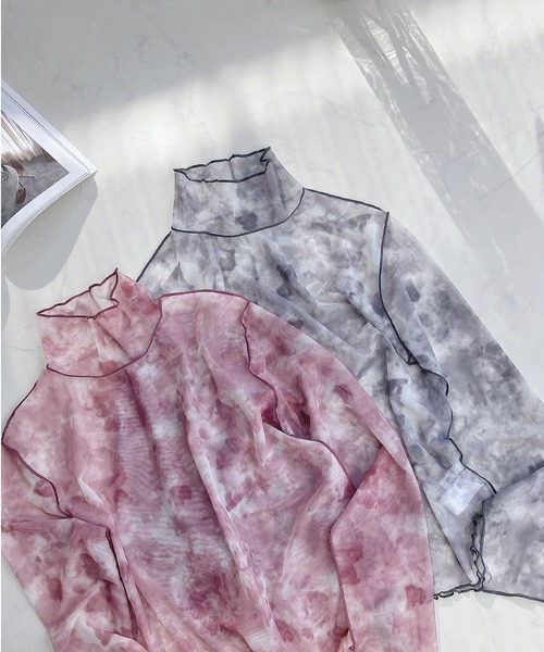 AS KNOW AS plus（アズノゥアズプラス）の「○アソート ネットシアープルオーバー（Tシャツ/カットソー・レディース・ピンク系その他/ホワイト×ブラック/ブラック×ホワイト/グレー系その他・FREE）」の4枚目の写真