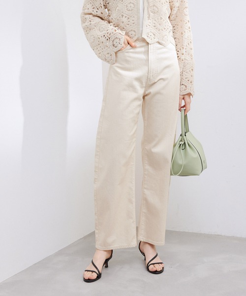 ROPE'（ロペ）の「【洗える】カーブラインカラーチノデニムパンツ（チノパンツ・レディース・ピンク系その他2/クリーム・36/38）」の2枚目の写真