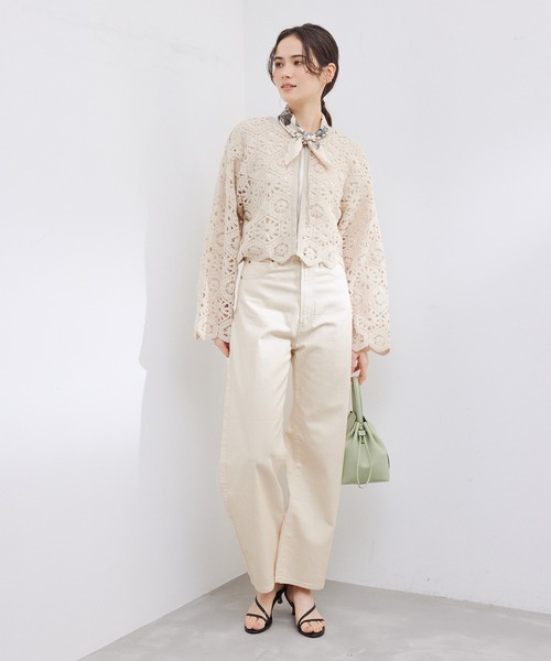 ROPE'（ロペ）の「【洗える】カーブラインカラーチノデニムパンツ（チノパンツ・レディース・ピンク系その他2/クリーム・36/38）」の7枚目の写真