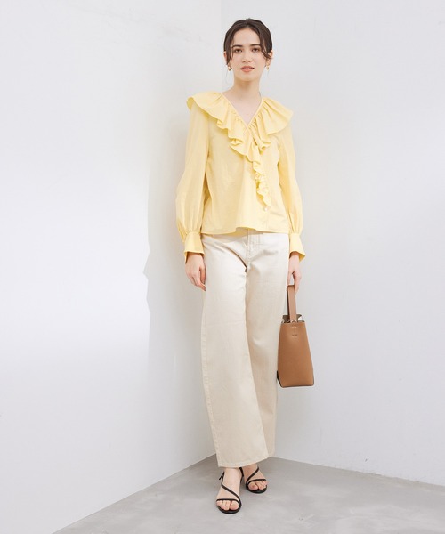 ROPE'（ロペ）の「【洗える】カーブラインカラーチノデニムパンツ（チノパンツ・レディース・ピンク系その他2/クリーム・36/38）」の18枚目の写真