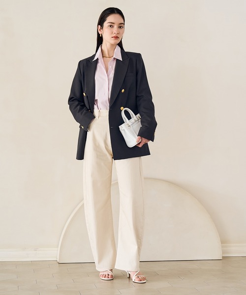 ROPE'（ロペ）の「【洗える】カーブラインカラーチノデニムパンツ（チノパンツ・レディース・ピンク系その他2/クリーム・36/38）」の5枚目の写真