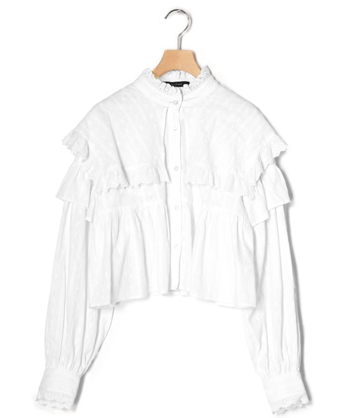 w closet(ダブルクローゼット)の「フリル切替スタンドカラーブラウス(シャツ/ブラウス・レディース・オフホワイト/イエロー・FREE)」の20枚目の写真