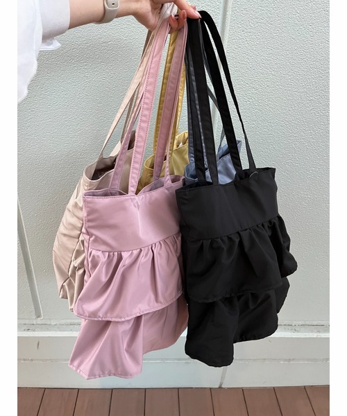 one way（ワンウェイ）の「ティアードフリルトート（トートバッグ・レディース・ブラック/ベージュ/ライトピンク/ライトブルー/イエロー・FREE）」の22枚目の写真