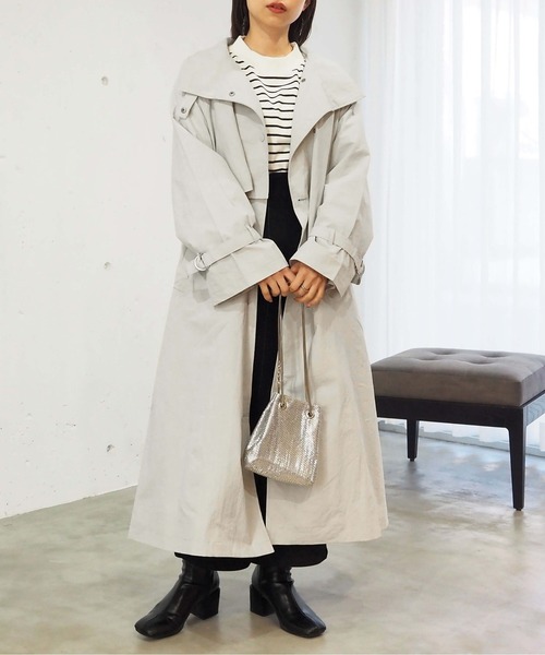 tiptop（ティップトップ）の「スタンドカラーコート（その他アウター・レディース・アイボリー/グレイッシュベージュ・FREE）」の14枚目の写真