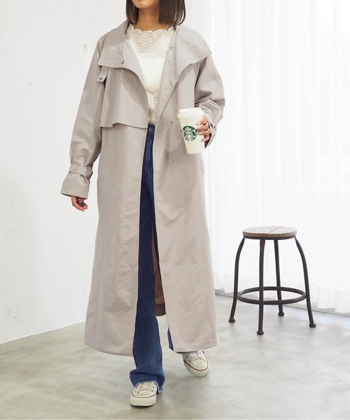 tiptop（ティップトップ）の「スタンドカラーコート（その他アウター・レディース・アイボリー/グレイッシュベージュ・FREE）」の21枚目の写真