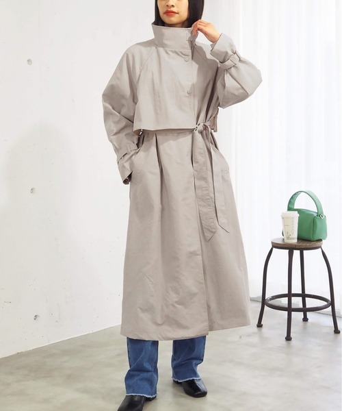 tiptop（ティップトップ）の「スタンドカラーコート（その他アウター・レディース・アイボリー/グレイッシュベージュ・FREE）」の4枚目の写真