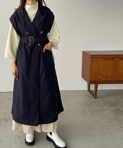 210nouve（トゥージュヌーブ）の「ロングトレンチジレ（トレンチコート・レディース・アイボリー/ベージュ/ネイビー・FREE）」の3枚目の写真