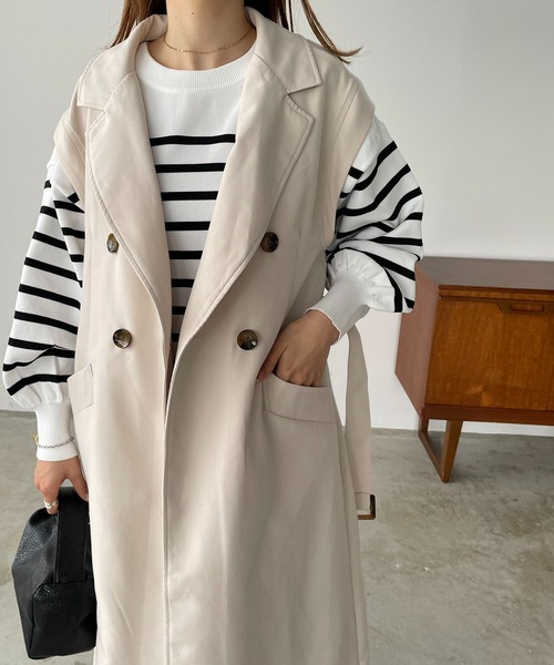 210nouve（トゥージュヌーブ）の「ロングトレンチジレ（トレンチコート・レディース・アイボリー/ベージュ/ネイビー・FREE）」の2枚目の写真