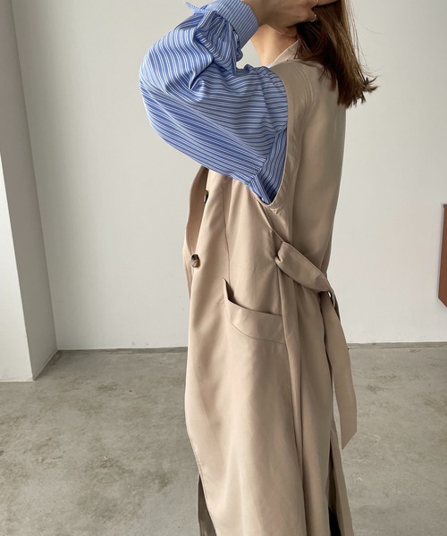 210nouve（トゥージュヌーブ）の「ロングトレンチジレ（トレンチコート・レディース・アイボリー/ベージュ/ネイビー・FREE）」の4枚目の写真