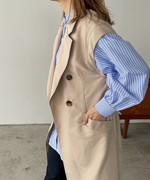 210nouve（トゥージュヌーブ）の「ロングトレンチジレ（トレンチコート・レディース・アイボリー/ベージュ/ネイビー・FREE）」の5枚目の写真
