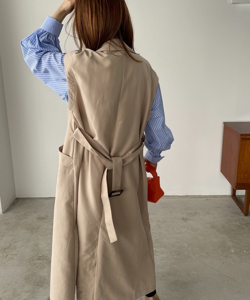 210nouve（トゥージュヌーブ）の「ロングトレンチジレ（トレンチコート・レディース・アイボリー/ベージュ/ネイビー・FREE）」の6枚目の写真