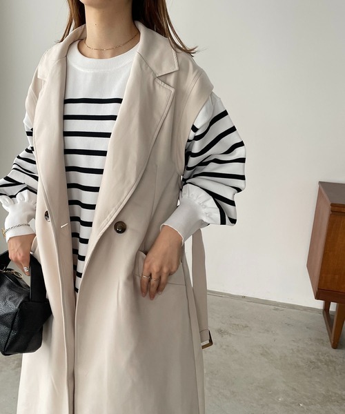 210nouve（トゥージュヌーブ）の「ロングトレンチジレ（トレンチコート・レディース・アイボリー/ベージュ/ネイビー・FREE）」の20枚目の写真