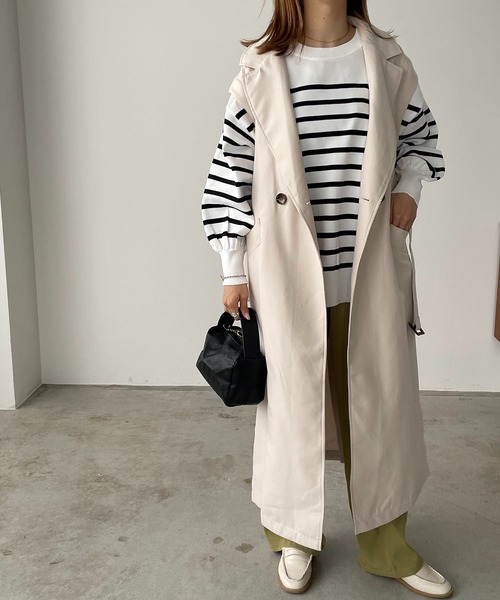210nouve（トゥージュヌーブ）の「ロングトレンチジレ（トレンチコート・レディース・アイボリー/ベージュ/ネイビー・FREE）」の16枚目の写真