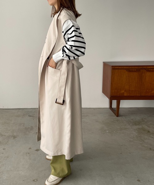 210nouve（トゥージュヌーブ）の「ロングトレンチジレ（トレンチコート・レディース・アイボリー/ベージュ/ネイビー・FREE）」の18枚目の写真
