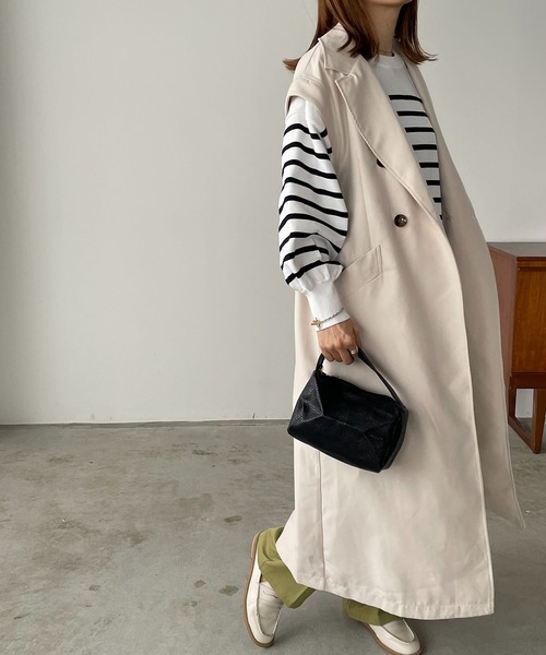 210nouve（トゥージュヌーブ）の「ロングトレンチジレ（トレンチコート・レディース・アイボリー/ベージュ/ネイビー・FREE）」の17枚目の写真