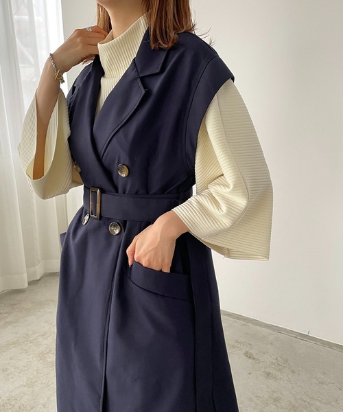 210nouve（トゥージュヌーブ）の「ロングトレンチジレ（トレンチコート・レディース・アイボリー/ベージュ/ネイビー・FREE）」の12枚目の写真