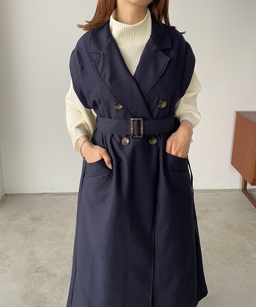 210nouve（トゥージュヌーブ）の「ロングトレンチジレ（トレンチコート・レディース・アイボリー/ベージュ/ネイビー・FREE）」の11枚目の写真