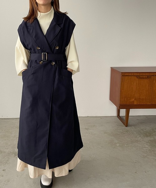 210nouve（トゥージュヌーブ）の「ロングトレンチジレ（トレンチコート・レディース・アイボリー/ベージュ/ネイビー・FREE）」の7枚目の写真