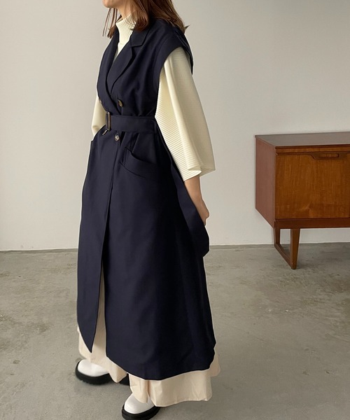 210nouve（トゥージュヌーブ）の「ロングトレンチジレ（トレンチコート・レディース・アイボリー/ベージュ/ネイビー・FREE）」の9枚目の写真