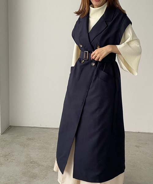 210nouve（トゥージュヌーブ）の「ロングトレンチジレ（トレンチコート・レディース・アイボリー/ベージュ/ネイビー・FREE）」の8枚目の写真