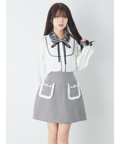 Ank Rouge（アンクルージュ）の「フリルポケット台形SK（スカート・レディース・A/ブルー/ピンク・M）」の10枚目の写真