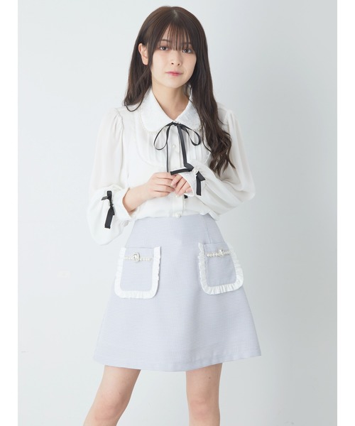 Ank Rouge（アンクルージュ）の「フリルポケット台形SK（スカート・レディース・A/ブルー/ピンク・M）」の12枚目の写真