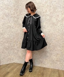 メッセージリボンビッグ襟ワンピース