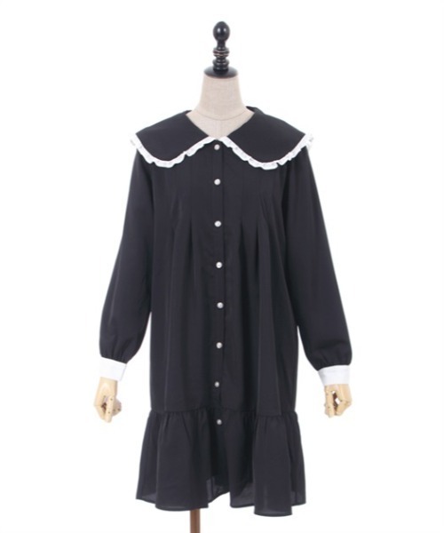 axes femme POETIQUE（アクシーズファムポエティック）の「メッセージリボンビッグ襟ワンピース（ワンピース・レディース・ブルー/ピンク/ブラック・MEDIUM）」の19枚目の写真