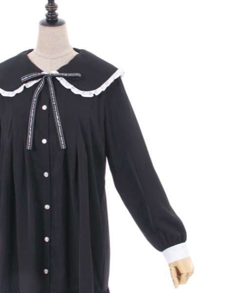 axes femme POETIQUE（アクシーズファムポエティック）の「メッセージリボンビッグ襟ワンピース（ワンピース・レディース・ブルー/ピンク/ブラック・MEDIUM）」の16枚目の写真