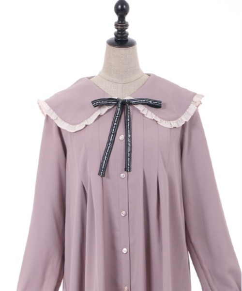 axes femme POETIQUE（アクシーズファムポエティック）の「メッセージリボンビッグ襟ワンピース（ワンピース・レディース・ブルー/ピンク/ブラック・MEDIUM）」の14枚目の写真