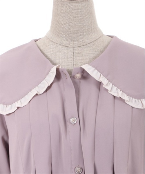 axes femme POETIQUE（アクシーズファムポエティック）の「メッセージリボンビッグ襟ワンピース（ワンピース・レディース・ブルー/ピンク/ブラック・MEDIUM）」の11枚目の写真