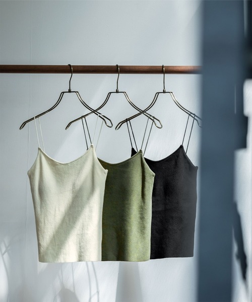 UR'S（ユアーズ）の「ｶｯﾌﾟ付ﾊﾞｯｸｵｰﾌﾟﾝﾆｯﾄｷｬﾐｿｰﾙ（キャミソール・レディース・オフホワイト/カーキ/ブラック・S/M）」の6枚目の写真