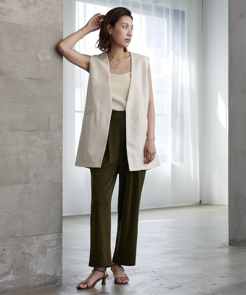 UR'S（ユアーズ）の「ｶｯﾌﾟ付ﾊﾞｯｸｵｰﾌﾟﾝﾆｯﾄｷｬﾐｿｰﾙ（キャミソール・レディース・オフホワイト/カーキ/ブラック・S/M）」の8枚目の写真