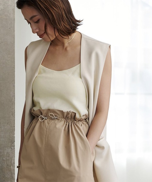 UR'S（ユアーズ）の「ｶｯﾌﾟ付ﾊﾞｯｸｵｰﾌﾟﾝﾆｯﾄｷｬﾐｿｰﾙ（キャミソール・レディース・オフホワイト/カーキ/ブラック・S/M）」の9枚目の写真