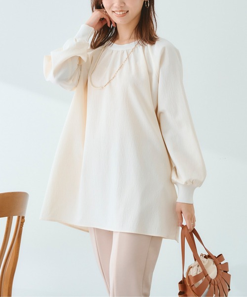 Chez toi（シェトワ）の「リブニット切替ギャザーブラウス（シャツ/ブラウス・レディース・アイボリー/チャコールグレー/カーキ・FREE）」の2枚目の写真