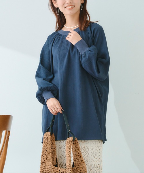 Chez toi（シェトワ）の「リブニット切替ギャザーブラウス（シャツ/ブラウス・レディース・アイボリー/チャコールグレー/カーキ・FREE）」の5枚目の写真