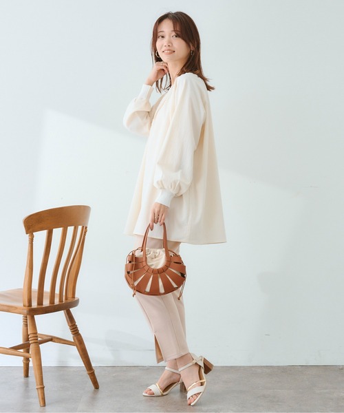 Chez toi（シェトワ）の「リブニット切替ギャザーブラウス（シャツ/ブラウス・レディース・アイボリー/チャコールグレー/カーキ・FREE）」の8枚目の写真