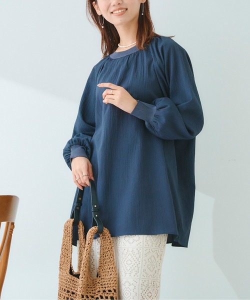 Chez toi（シェトワ）の「リブニット切替ギャザーブラウス（シャツ/ブラウス・レディース・アイボリー/チャコールグレー/カーキ・FREE）」の9枚目の写真