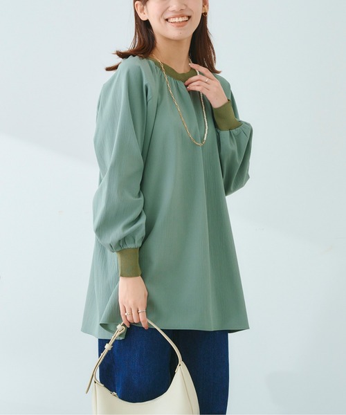 Chez toi（シェトワ）の「リブニット切替ギャザーブラウス（シャツ/ブラウス・レディース・アイボリー/チャコールグレー/カーキ・FREE）」の12枚目の写真