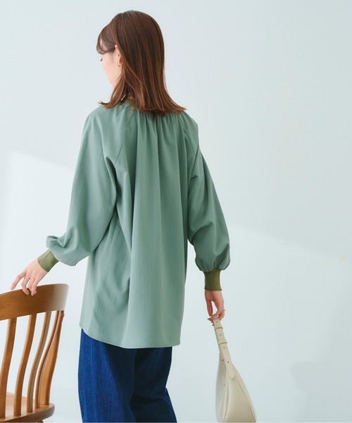 Chez toi（シェトワ）の「リブニット切替ギャザーブラウス（シャツ/ブラウス・レディース・アイボリー/チャコールグレー/カーキ・FREE）」の13枚目の写真