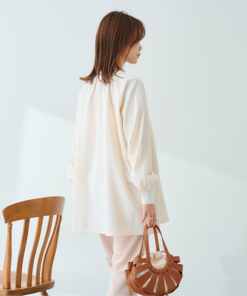 Chez toi（シェトワ）の「リブニット切替ギャザーブラウス（シャツ/ブラウス・レディース・アイボリー/チャコールグレー/カーキ・FREE）」の16枚目の写真