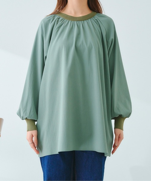 Chez toi（シェトワ）の「リブニット切替ギャザーブラウス（シャツ/ブラウス・レディース・アイボリー/チャコールグレー/カーキ・FREE）」の19枚目の写真