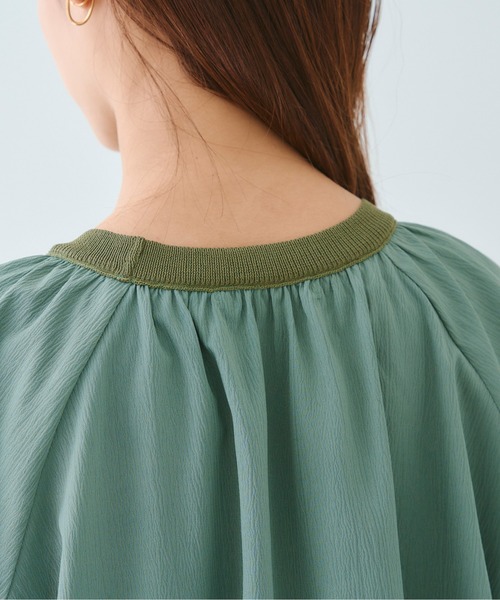 Chez toi（シェトワ）の「リブニット切替ギャザーブラウス（シャツ/ブラウス・レディース・アイボリー/チャコールグレー/カーキ・FREE）」の21枚目の写真