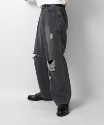 Confirm | 2023SS ヴィンテージライク ダメージ加工 ワイドデニムパンツ【Confirm】(デニムパンツ)