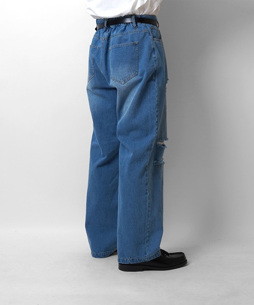 Confirm（コンファーム）の「ヴィンテージライク ダメージ加工 ワイドデニムパンツ【Confirm】（デニムパンツ・メンズ・ブルー/ブラック/サックスブルー・M/L）」の5枚目の写真