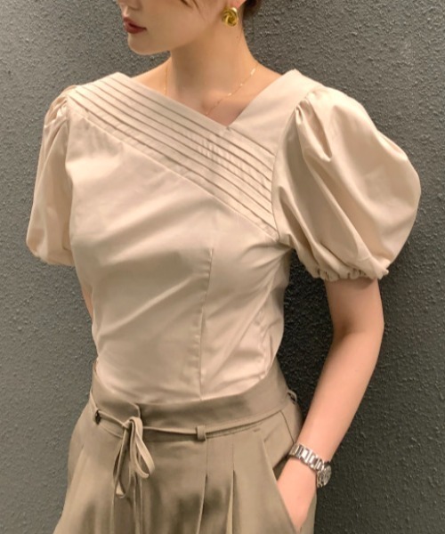 N.s（エヌドットエス）の「フロントタックブラウス（シャツ/ブラウス・レディース・ブラック/ブルー/ホワイト/ベージュ/ホワイト系その他・FREE）」の4枚目の写真